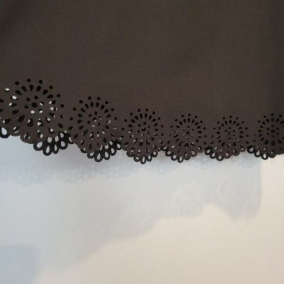 Loft | Scalloped Hem A line Lazer Cut out Skirt Black - Picture 4 of 9